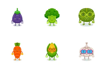 Cute Vegetables Character Icon Pack