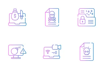Cyber Attack Security And Crime Icon Pack