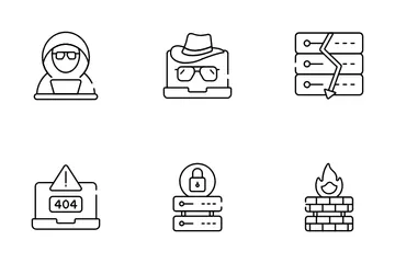 Cyber Attack Security And Crime Icon Pack