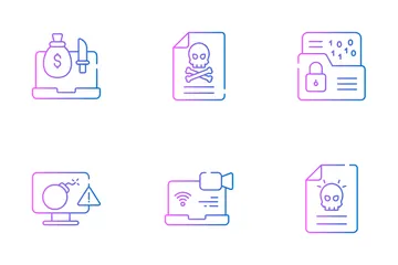 Cyber Attack Security And Crime Icon Pack
