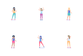 Dancing Girl Poses Icon Pack