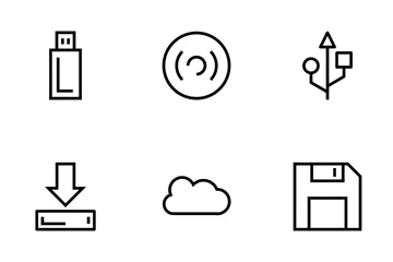 Data Storage Line Icons Icon Pack