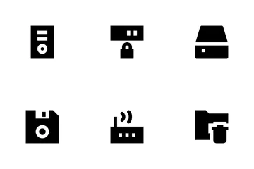 Data Storage, Server And Transfer Icon Pack