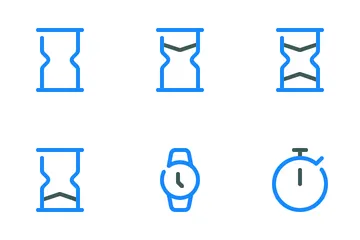 Date And Time Colored Line Icon Pack
