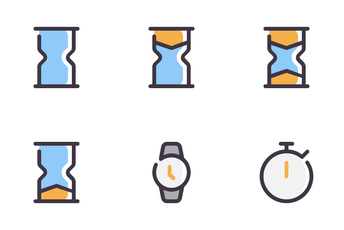 Date And Time Filled Line Icon Pack