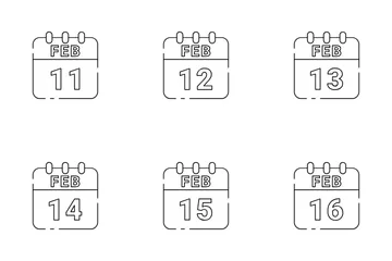 DATE DE FÉVRIER Pack d'Icônes