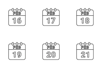 DATE DE FÉVRIER Pack d'Icônes