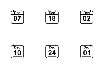 December  Calendar 2017 Line Icon Pack