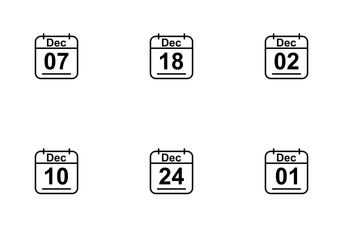 December  Calendar 2017 Line Icon Pack