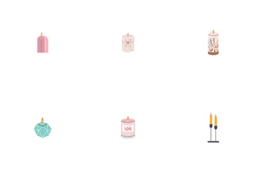 Decorative Burning Aromatic Candles Icon Pack
