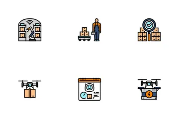 Delivery Autonomous Robot Icon Pack