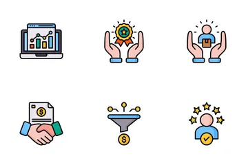 Desarrollo de negocios digitales Paquete de Iconos