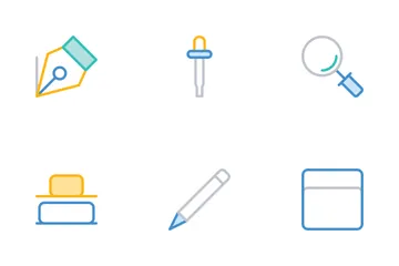 Design Color Style Yellow And Blue Icon Pack