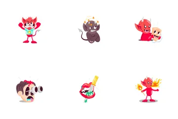 Devil Cartoon Sticker Icon Pack