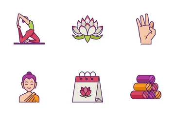 Día Internacional del Yoga Paquete de Iconos