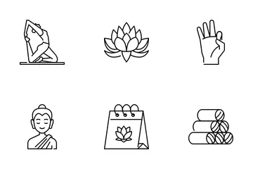 Día Internacional del Yoga Paquete de Iconos