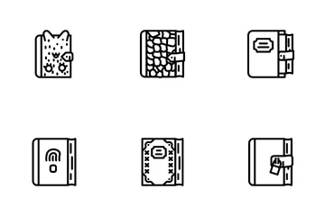 Diary Paper Stationery Accessory Icon Pack
