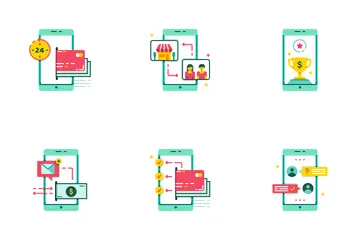 Digital Banking Flat - Fast Transfer Icon Pack