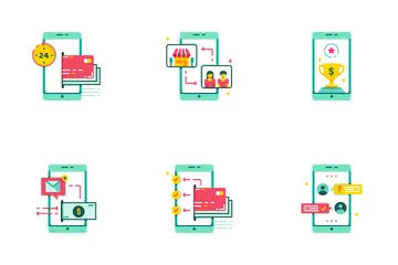 Digital Banking Flat - Fast Transfer Icon Pack