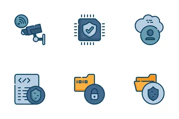 Digital Cyber Security Protection Icon Pack