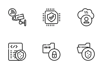 디지털 사이버 보안 보호 아이콘 팩
