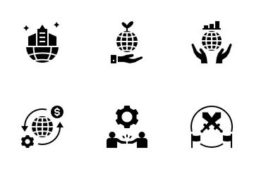 Digital Globalization Glyph Icon Pack