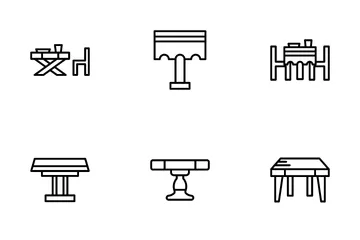 Dinner Table Line Style Icon Pack