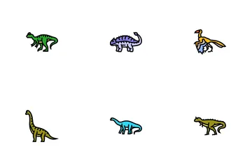 Dinosaurio Dino Animales Lindo Paquete de Iconos