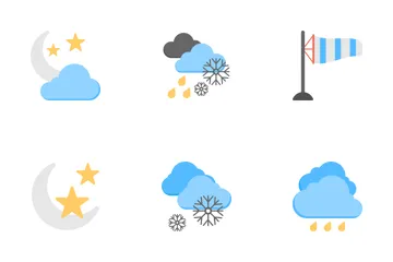 Disaster And Weather Conditions Flat Icons Icon Pack