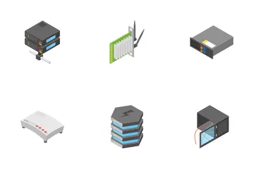 Rede, Data Center, Dispositivos de Conexão Pacote de Ícones