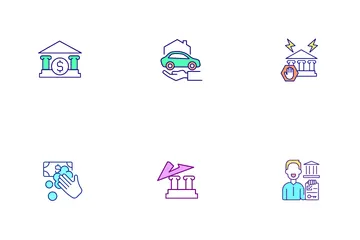 Verschiedene Bankdienstleistungen Icon Pack