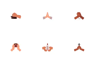 Diverse Prayer Hand Gestures Icon Pack