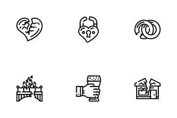Divorce Couple Canceling Marriage Icon Pack