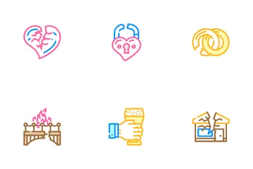 Divorce Couple Canceling Marriage Icon Pack