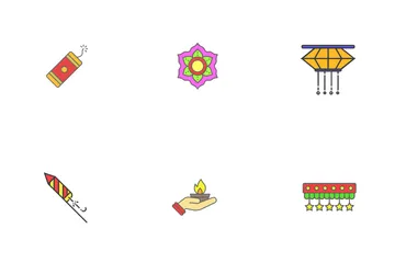 Traditionen zum Diwali-Fest Symbolpack