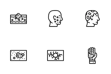 Doença de pele, problema de saúde humana Pacote de Ícones