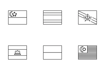 Drapeau du pays de l'Asie du Sud-Est Pack d'Icônes