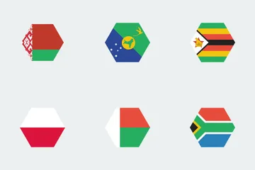 Drapeaux hexagonaux du monde Icon Pack