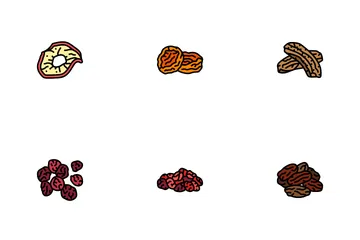 Dried Fruit Healthy Snack Icon Pack