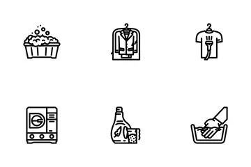 Dry Cleaning Laundry Service Icon Pack