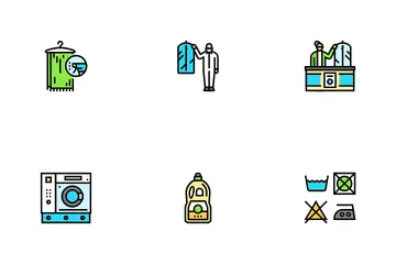 Dry Cleaning Laundry Wash Service Icon Pack