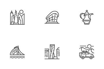 Dubai Modern City Architecture Icon Pack