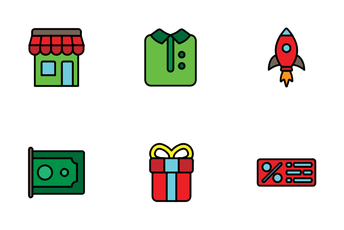 E Commerce Colored Lineal Style Icon Pack