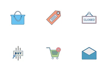E Commerce Flat Outline Icon Pack