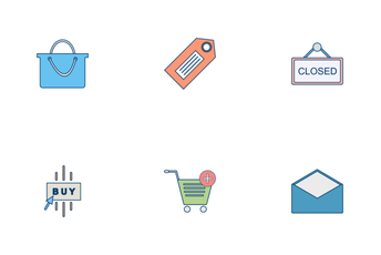 E Commerce Flat Outline Icon Pack
