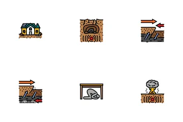 Earthquake Disaster Wave Crack Icon Pack
