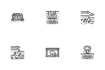 Earthquake Disaster Wave Crack Icon Pack