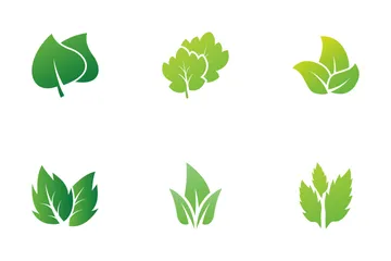 Diseño ecológico de hoja verde Paquete de Iconos