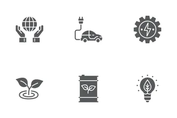 Iconos de glifos de ecología y energía verde Paquete de Iconos