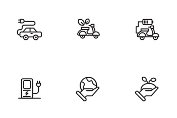 Ecology And Electric Vehicle Icon Pack